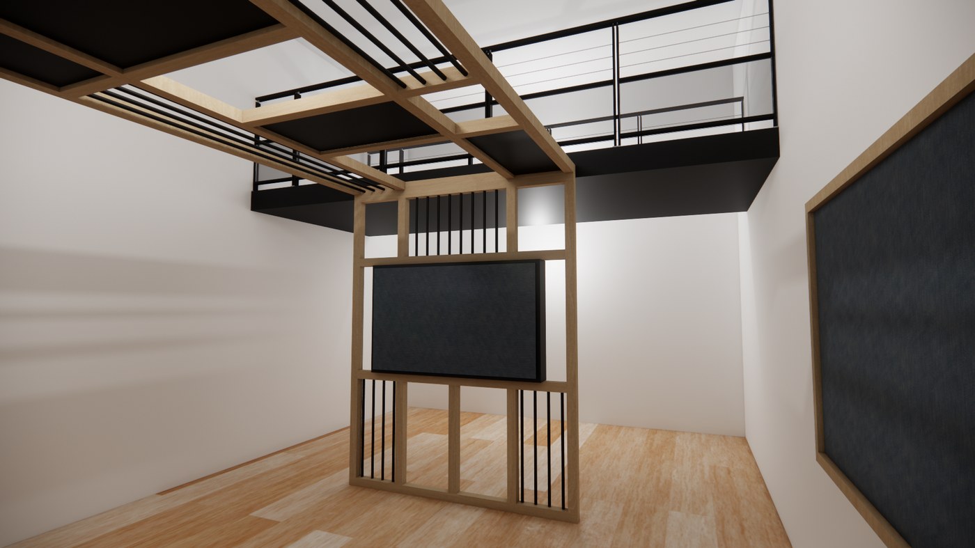 Pergola intérieure Glisy — rendu 3D vue 2